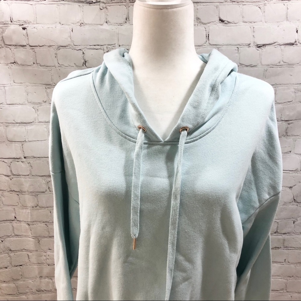 Ella Moss Elise Cropped Hoodie Sweatshirt Size Large Light Blue Activewear - Picture 3 of 9